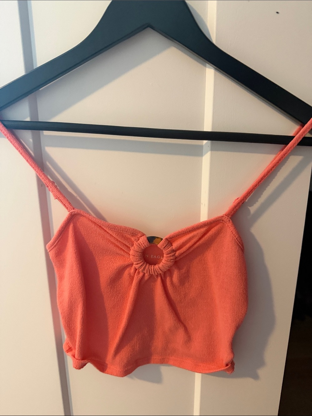 American Eagle Outfitters Coral Orange Crop Top with Ring Detail